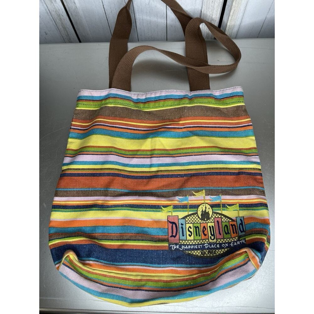 Disneyland Resort Embroidered Striped Colorful Canvas Tote Bag